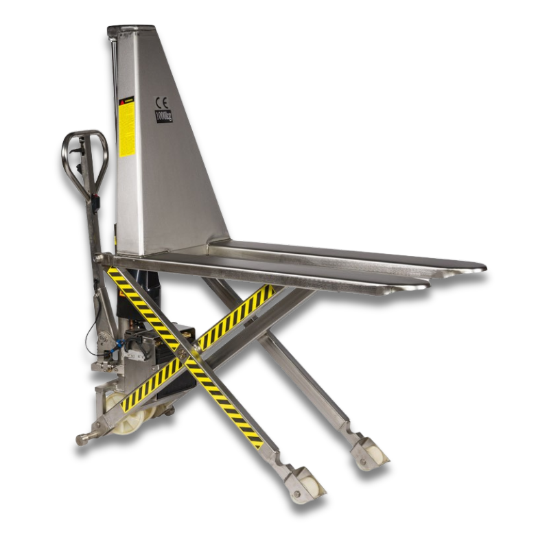 RVS304 elektrische schaarpalletwagen met de vorken omhoog