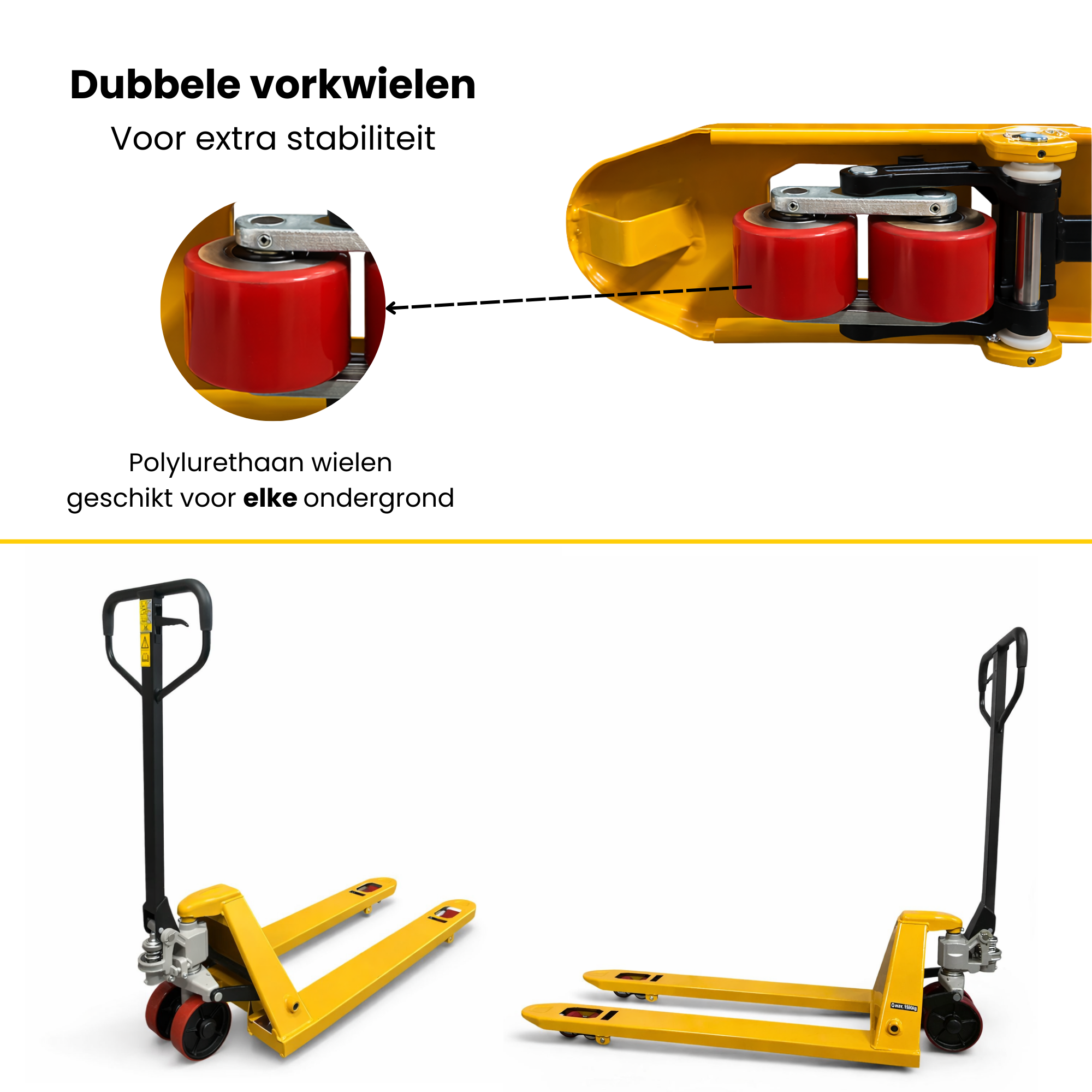 NIEUW Palletwagen 1500KG - Vorklengte 1150mm - Dubbel vorkwiel